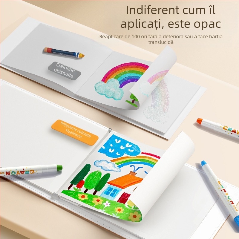 Bețișor de vopsit lavabil pentru copii, Kuai Liwen, corp rotund, carcasă din plastic, ștergibil, model: Washable paint stick, seria: Creioane pentru copii