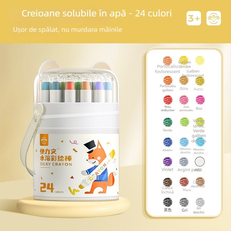 Bețișor de vopsit lavabil pentru copii, Kuai Liwen, corp rotund, carcasă din plastic, ștergibil, model: Washable paint stick, seria: Creioane pentru copii