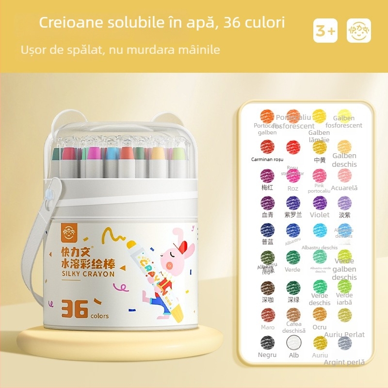 Bețișor de vopsit lavabil pentru copii, Kuai Liwen, corp rotund, carcasă din plastic, ștergibil, model: Washable paint stick, seria: Creioane pentru copii