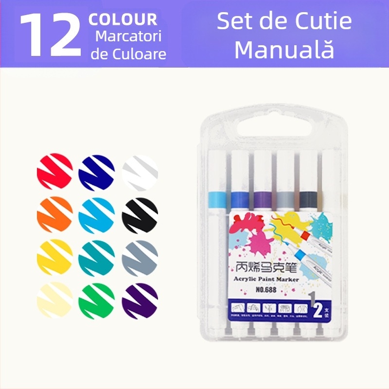 Markeri acrilici pentru desen, set de 24 de bucăți, pe bază de apă, opaci, care pot fi suprapuse, siguri pentru elevi și copii