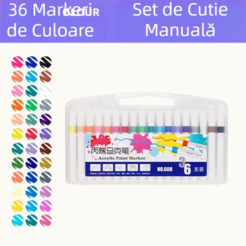 Markeri acrilici pentru desen, set de 24 de bucăți, pe bază de apă, opaci, care pot fi suprapuse, siguri pentru elevi și copii