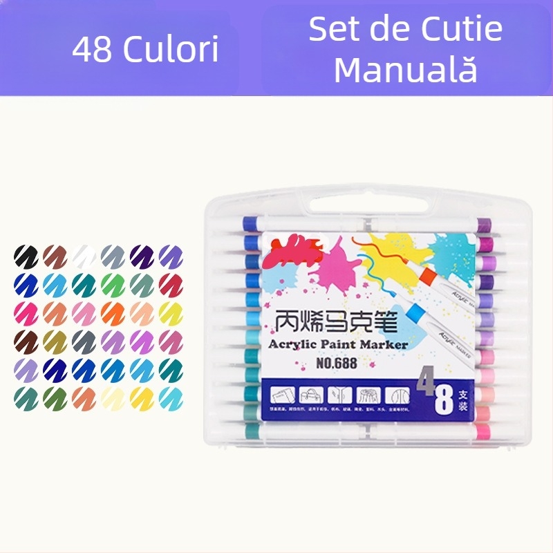 Markeri acrilici pentru desen, set de 24 de bucăți, pe bază de apă, opaci, care pot fi suprapuse, siguri pentru elevi și copii