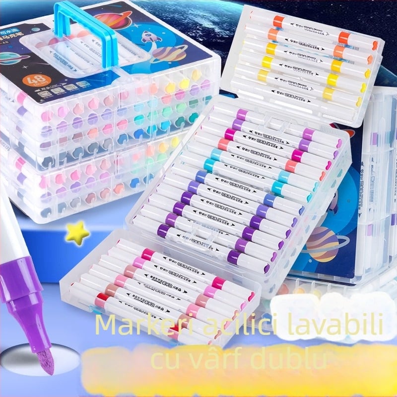 Marker acrilic cu două vârfuri Hobby pentru începutul anului școlar și cadouri pentru elevi