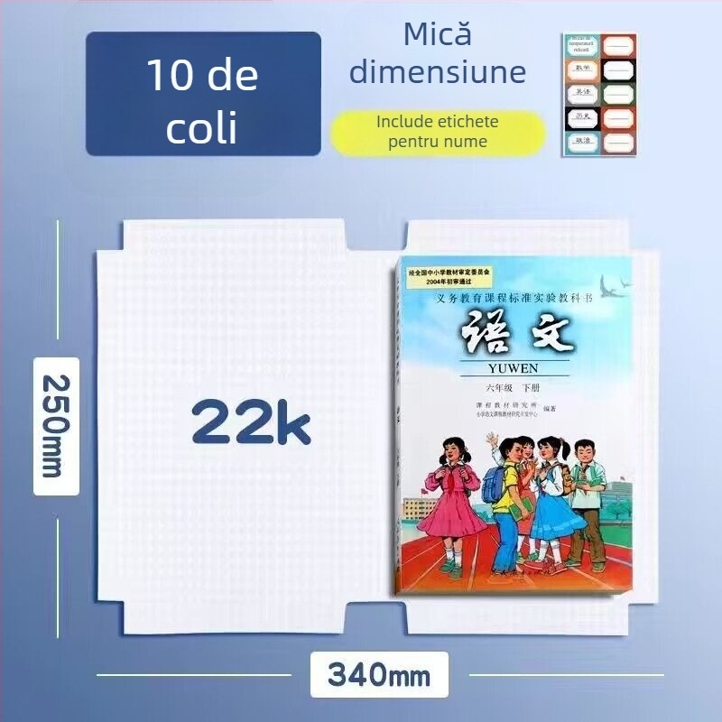 Set de coperți pentru cărți, finisaj mat, 16K, material PP, impermeabile, autoadezive, rezistente la pete