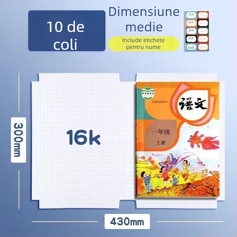 Set de coperți pentru cărți, finisaj mat, 16K, material PP, impermeabile, autoadezive, rezistente la pete
