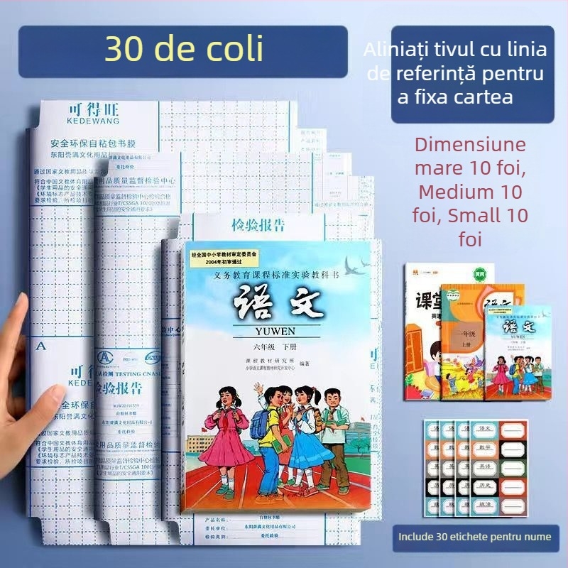 Set de coperți pentru cărți, finisaj mat, 16K, material PP, impermeabile, autoadezive, rezistente la pete