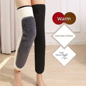 Manșete pentru genunchi din lână de miel, antiderapante, pentru adulți, lungi, pentru picioare reci și protecția articulațiilor