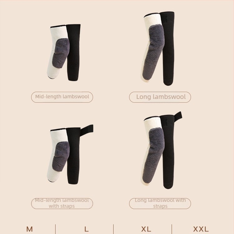 Manșete pentru genunchi din lână de miel, antiderapante, pentru adulți, lungi, pentru picioare reci și protecția articulațiilor