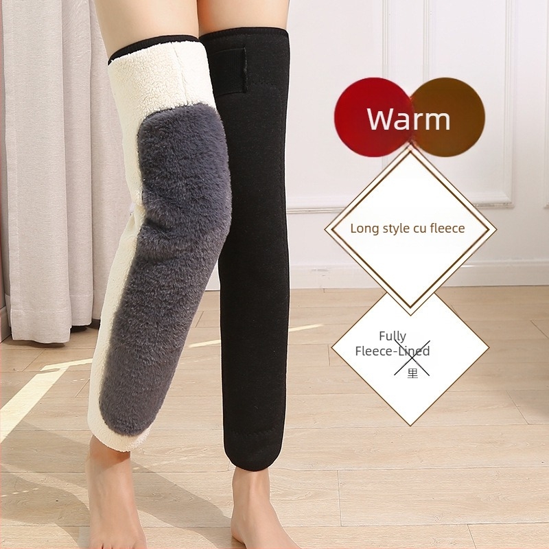 Manșete pentru genunchi din lână de miel, antiderapante, pentru adulți, lungi, pentru picioare reci și protecția articulațiilor