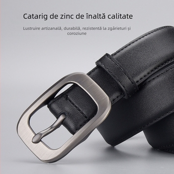 Curea pentru femei din piele naturală, cataramă cu știft din aliaj, piele dublă, finisaj electroplatinat, stil retro