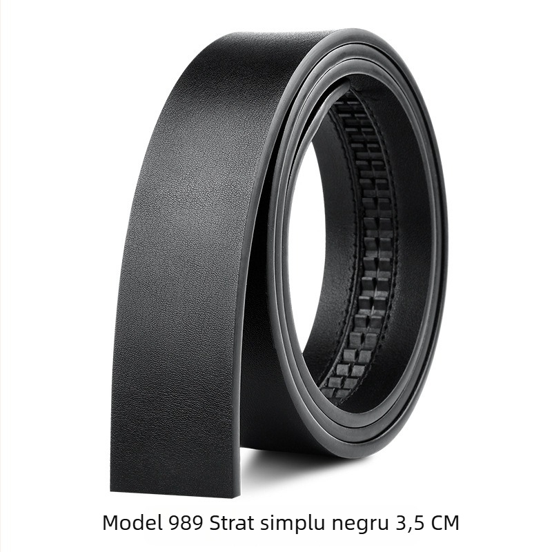 Curea din piele pentru bărbați cu cataramă automată, din piele naturală, două straturi de piele de vițel, lățime 3,5 cm