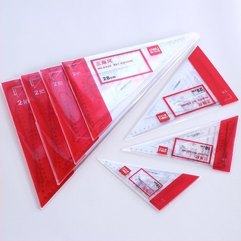 Deli riglă triunghiulară pentru desen, din plastic, modele 6415/6420/6425/6430/6435/6440/6445, ambalaj din două bucăți