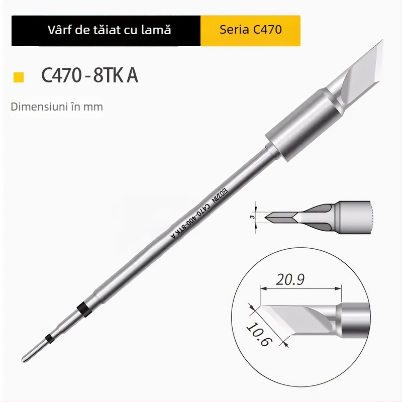 Bozan seria 470 – Vârf de lipit cu nucleu de încălzire; vârf potcoavă, rotund, ascuțit și plat – Putere înaltă, universal