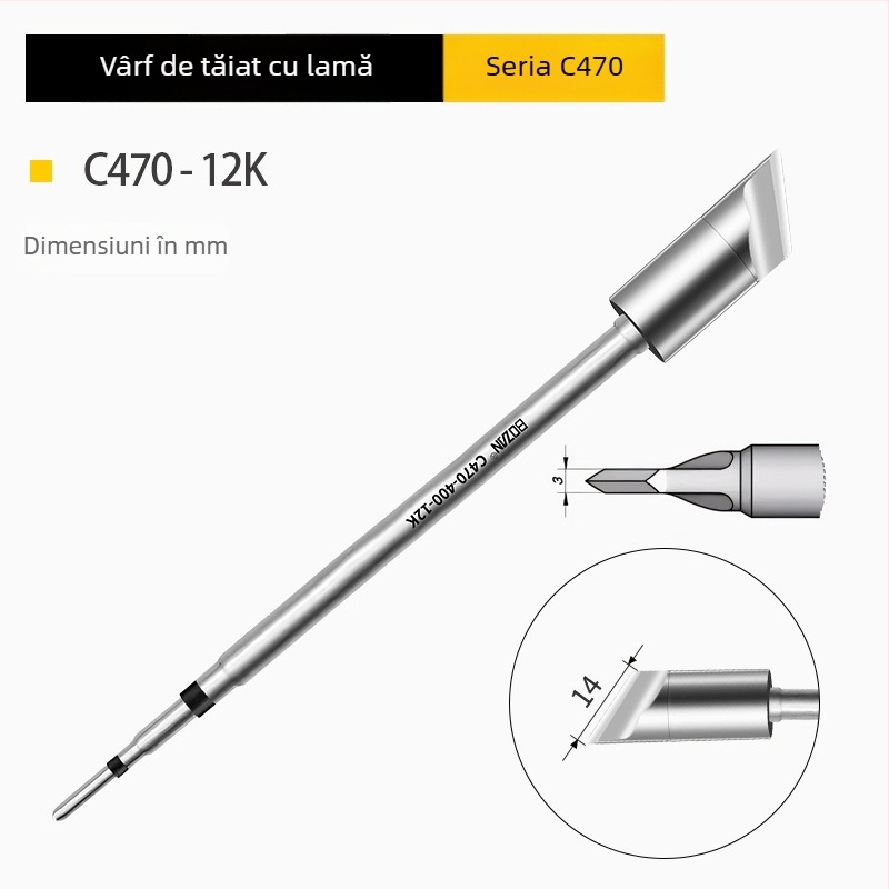 Bozan seria 470 – Vârf de lipit cu nucleu de încălzire; vârf potcoavă, rotund, ascuțit și plat – Putere înaltă, universal