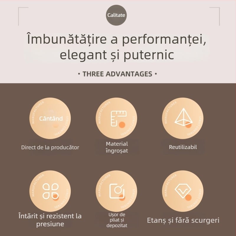 Geantă de apă pliabilă pentru exterior, 8 L capacitate, material PE/TPE, stil simplu, pentru camping