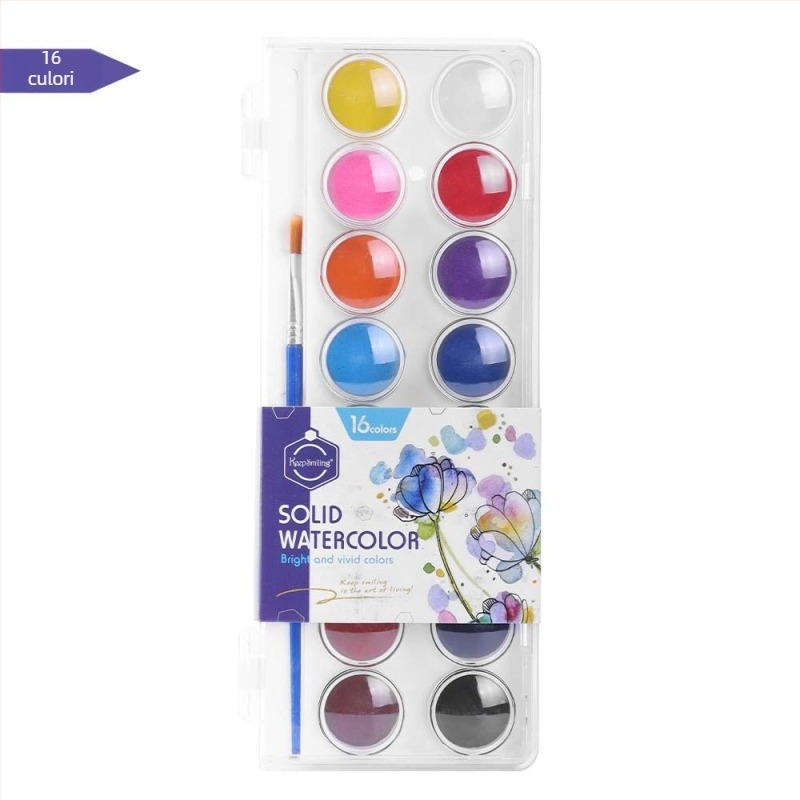 Set de acuarele Keepsmiling - Plastic + vopsea acuarelă solidă, Cutie transparentă ABS, Pentru pictură în acuarelă