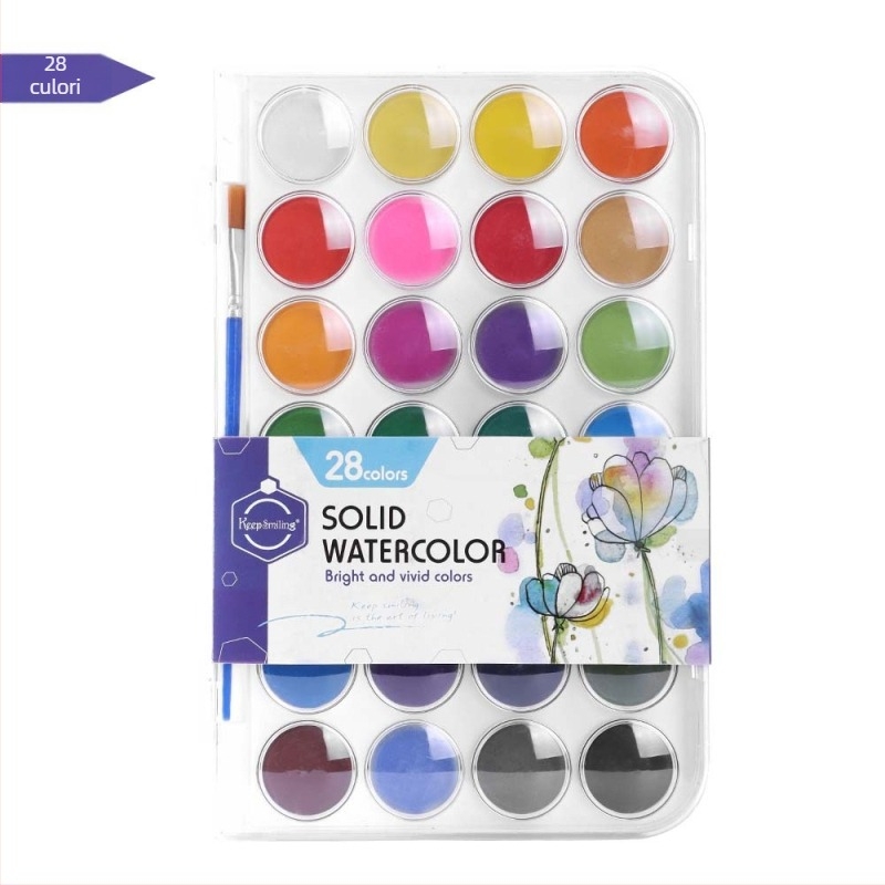 Set de acuarele Keepsmiling - Plastic + vopsea acuarelă solidă, Cutie transparentă ABS, Pentru pictură în acuarelă