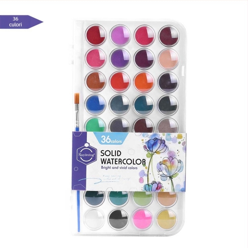 Set de acuarele Keepsmiling - Plastic + vopsea acuarelă solidă, Cutie transparentă ABS, Pentru pictură în acuarelă