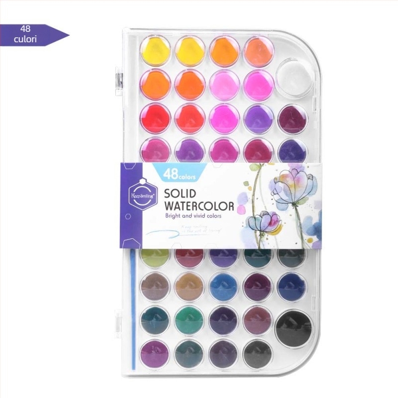 Set de acuarele Keepsmiling - Plastic + vopsea acuarelă solidă, Cutie transparentă ABS, Pentru pictură în acuarelă