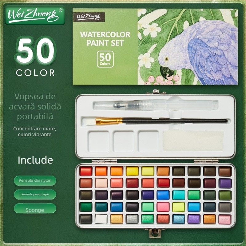 Weizhuang Set Pigmenți pentru Nail Art cu efect perlat – Solid pentru pictură, Cutie cu Instrumente de Pictură