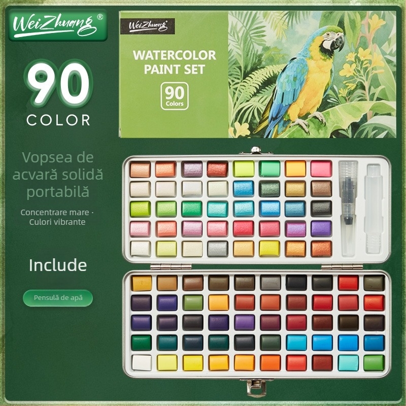 Weizhuang Set Pigmenți pentru Nail Art cu efect perlat – Solid pentru pictură, Cutie cu Instrumente de Pictură