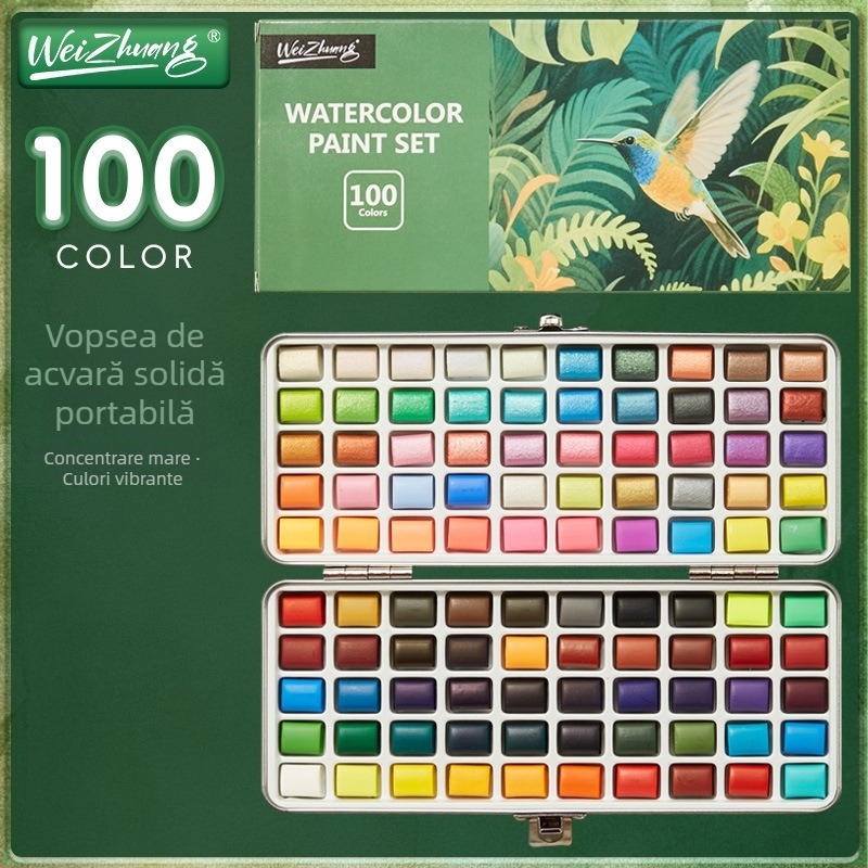 Weizhuang Set Pigmenți pentru Nail Art cu efect perlat – Solid pentru pictură, Cutie cu Instrumente de Pictură