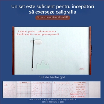 Set de practică pentru caligrafie cu pânză pentru scriere cu apă și axă de rulare (Seria: Water Writing Cloth; Material: Printed Oxford Cloth; Scop: Practică de caligrafie; Formă: Dreptunghiular)