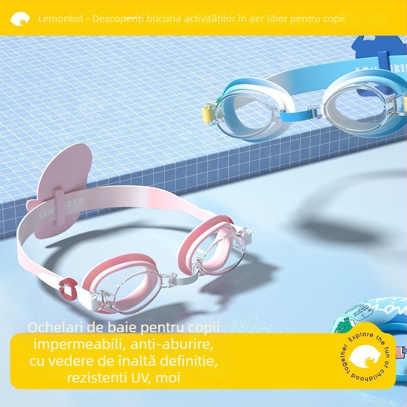 Ochelari de înot pentru copii Lemon Baby, impermeabili, anti-ceață, lentile HD PC