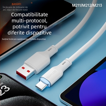 Cablu de date cu încărcare rapidă și conectori Lightning, Micro-USB și Type-C - până la 6A, compatibil cu protocolul QC, certificat 3C 2025260907000010