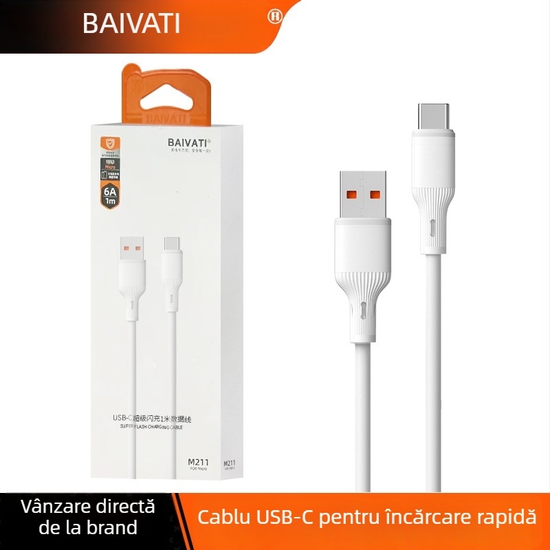 Cablu de date cu încărcare rapidă și conectori Lightning, Micro-USB și Type-C - până la 6A, compatibil cu protocolul QC, certificat 3C 2025260907000010