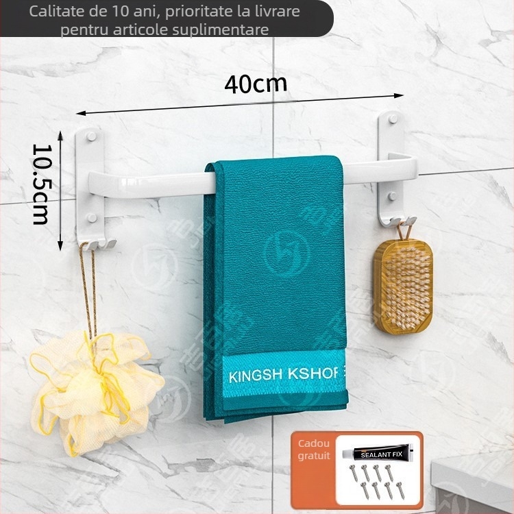 Raft de prosoape din aluminiu spațial, 3 etaje, montat pe perete, depozitare prosoape