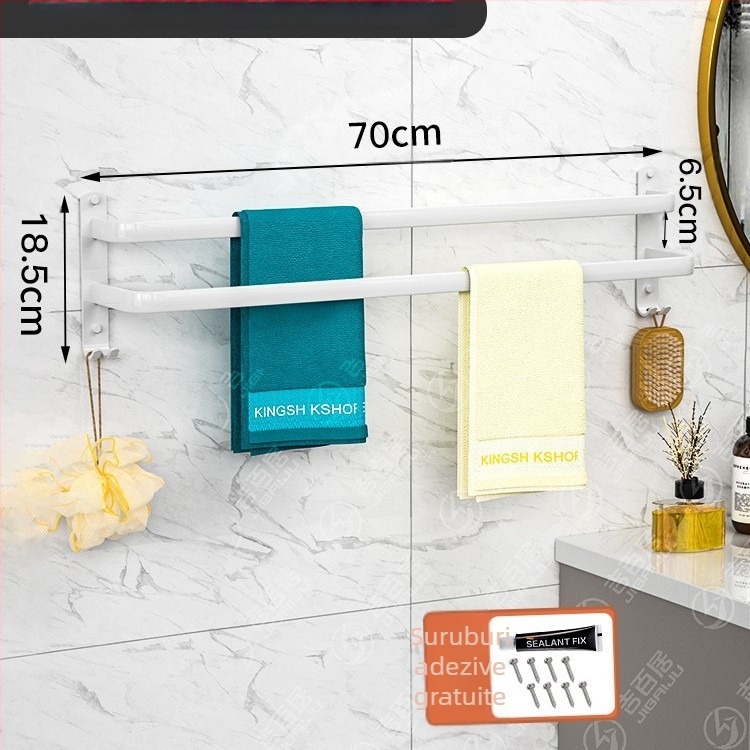 Raft de prosoape din aluminiu spațial, 3 etaje, montat pe perete, depozitare prosoape