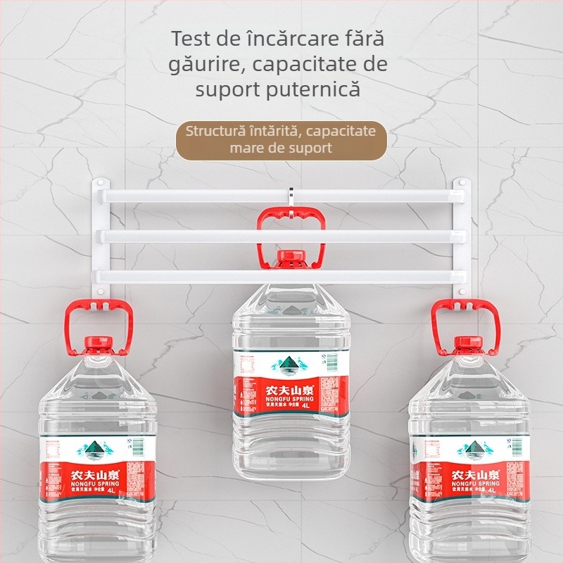 Raft de prosoape din aluminiu spațial, 3 etaje, montat pe perete, depozitare prosoape