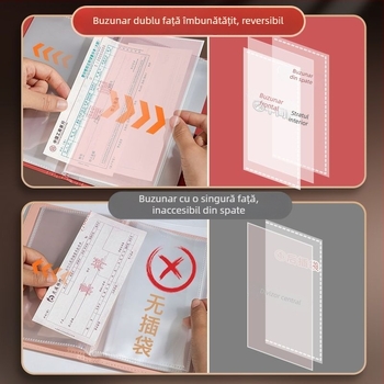 Mapă multifuncțională pentru chitanțe și depuneri, material PP, stil Tether, organizator cu mai multe pagini, personalizare disponibilă