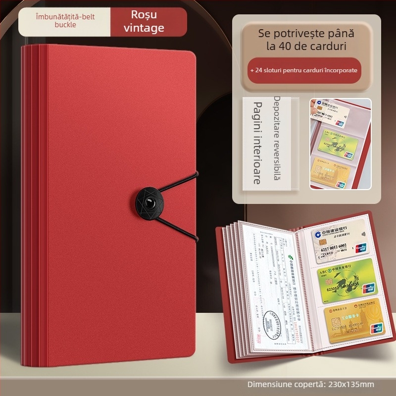 Mapă multifuncțională pentru chitanțe și depuneri, material PP, stil Tether, organizator cu mai multe pagini, personalizare disponibilă