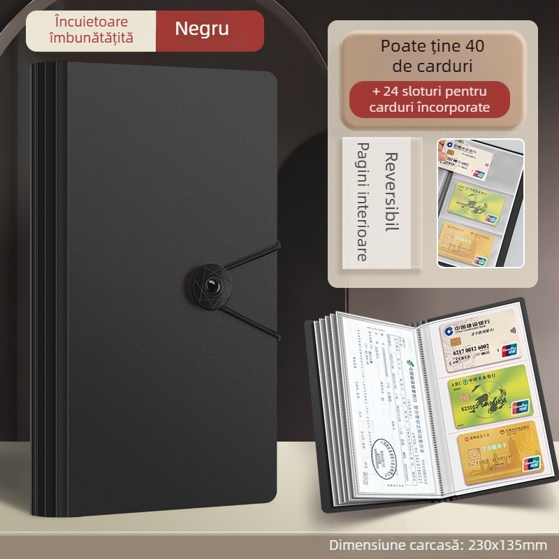 Mapă multifuncțională pentru chitanțe și depuneri, material PP, stil Tether, organizator cu mai multe pagini, personalizare disponibilă