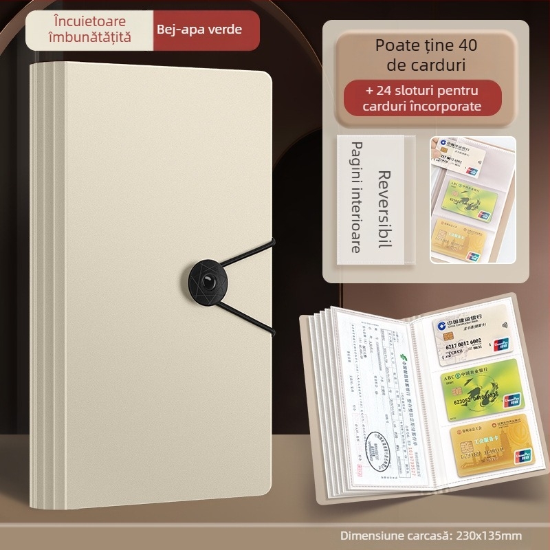 Mapă multifuncțională pentru chitanțe și depuneri, material PP, stil Tether, organizator cu mai multe pagini, personalizare disponibilă