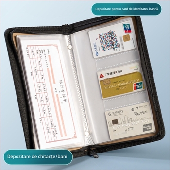 Suport pentru carnet bancar – PU material, închidere cu parolă, fermoar, imprimare logo disponibilă