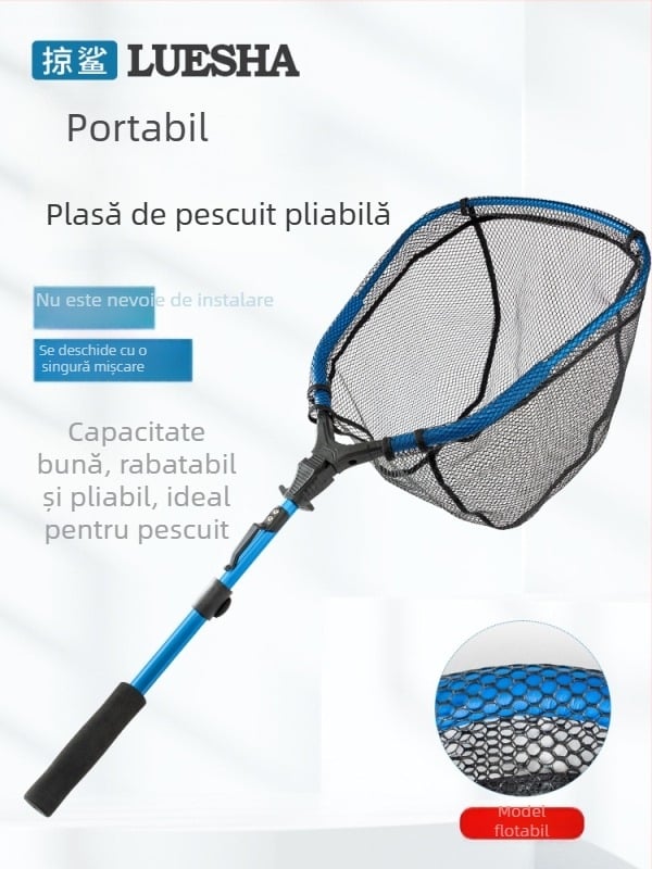 Plasă de pescuit - portabilă, retractabilă, plasă pătrată pentru pescuit în mare, cadru din aliaj de aluminiu, material nano-glue
