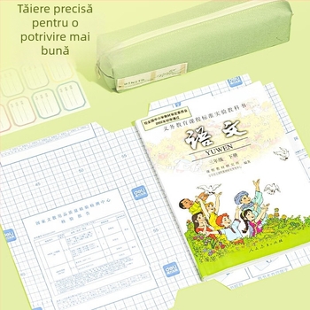 Huse pentru manuale Deli, din hârtie kraft, transparente, set complet pentru clasa I, protecții groase, mate