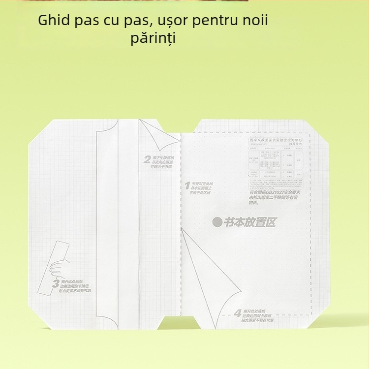 Copertă de carte autoadezivă, transparentă, mată pentru clasele I–II – design segmentat, aplicare ușoară, stil nou 2025; cadou pentru colegi de clasă