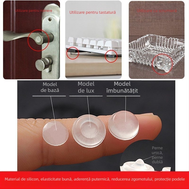 Particule din silicon pentru uși de dulap și mobilier – amortizare silențioasă, tampoane tamponatoare și tampoane antiderapante