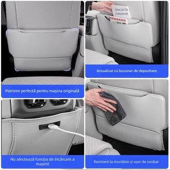 Protecție pentru spatele banchetei auto — din piele, umplutură din burete, imprimare logo, personalizabil, universal pentru toate sezoanele.