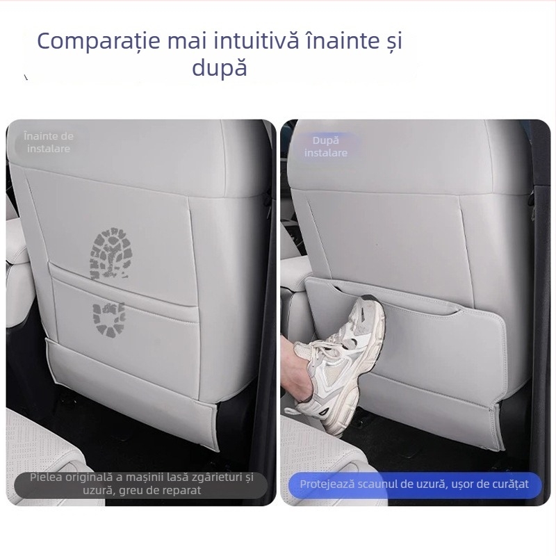 Protecție pentru spatele banchetei auto — din piele, umplutură din burete, imprimare logo, personalizabil, universal pentru toate sezoanele.