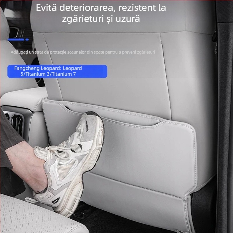 Protecție pentru spatele banchetei auto — din piele, umplutură din burete, imprimare logo, personalizabil, universal pentru toate sezoanele.