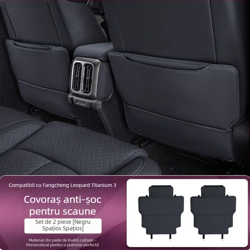 Protecție pentru spatele banchetei auto — din piele, umplutură din burete, imprimare logo, personalizabil, universal pentru toate sezoanele.