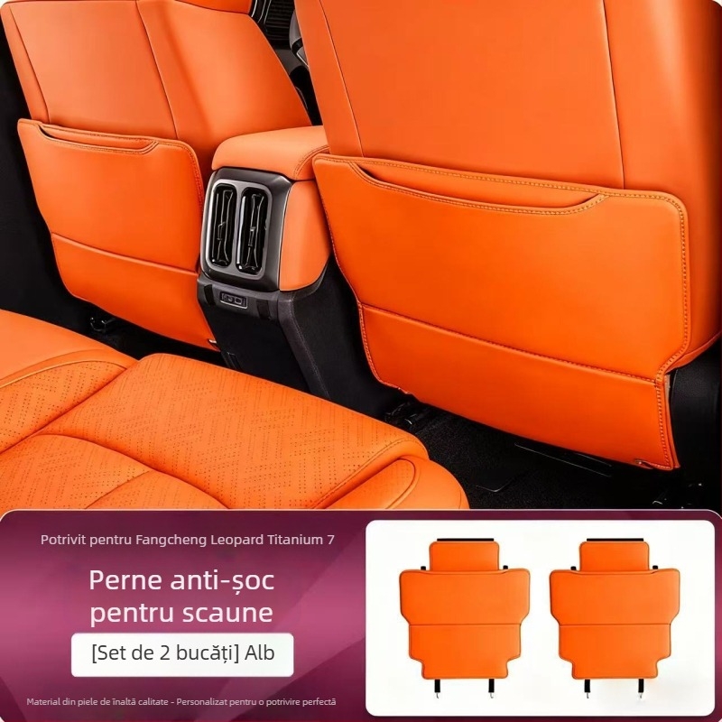 Protecție pentru spatele banchetei auto — din piele, umplutură din burete, imprimare logo, personalizabil, universal pentru toate sezoanele.