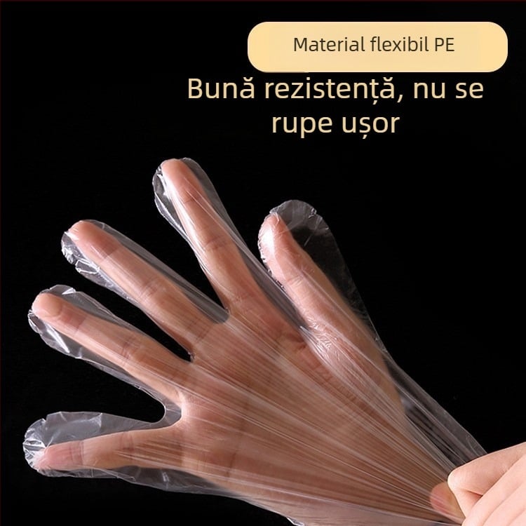 Mănuși PE transparente, de unică folosință, groase, alimentare, pentru catering și frumusețe, protecție la praf