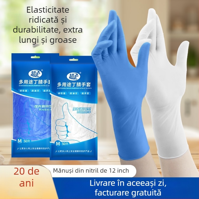 Mănuși nitril, de unică utilizare, 7 g pe mănușă, de Super Protective, pentru industrie, servicii din domeniul alimentelor, cercetare în laborator și utilizare casnică
