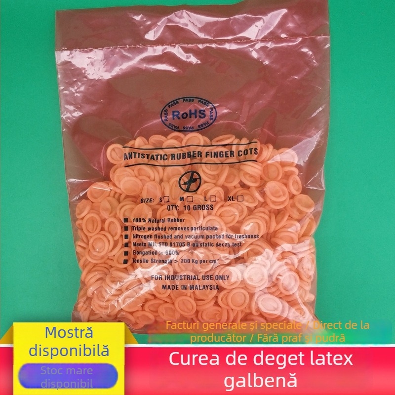 Mănuși deget latex, de unică folosință, antistatice, pentru producția electronică, 500 g